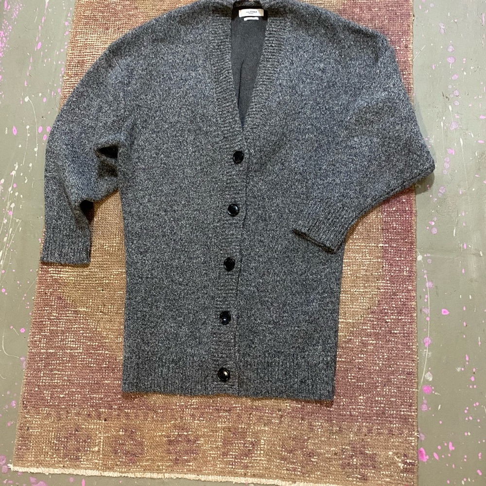 Isabel Etoile Marant Cozy Wool Charcoal Button-Up Cardigan